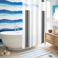 thumbnail image 5 of No Hook Shower Curtain, Black White Stripe, Shower Curtains for Bathroom with See Through Top Window, Abstract Geometric Waterproof & Washable Bath Curtain Small Stall 36"x78", 5 of 9