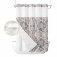 thumbnail image 2 of Vintage Blue Boho No Hook Shower Curtain Waterproof,Bathroom Curtains with Snap in Liners and See Through Top Window,Mexican Flowers Southwestern Ethnic Hotel Style Bathtub Curtains Shower 48"Wx72"L, 2 of 8