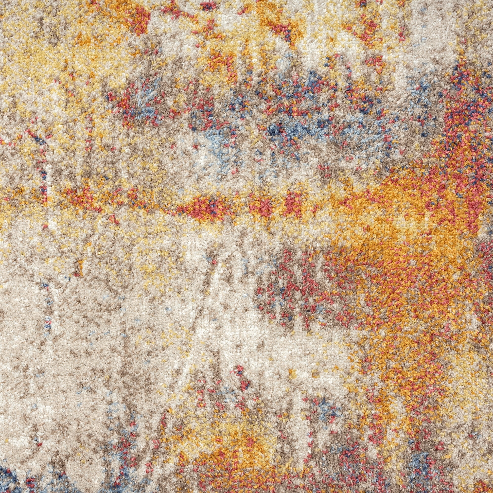 Chelsea Contemporary Abstract 6'7'' x 9'3'' Multi and Blue Polypropylene Indoor Area Rug, 6.7' x 9'