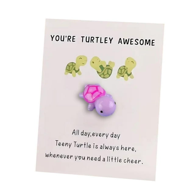 Crazyview Mini Câlin de Poche Tortue, Cadeau Inspirant Génial avec Carte, Cartes de Remerciement Carte de Vœux Mini Figurine Tortue de Mer Câlin de Poche Cadeau pour Amis et Famille