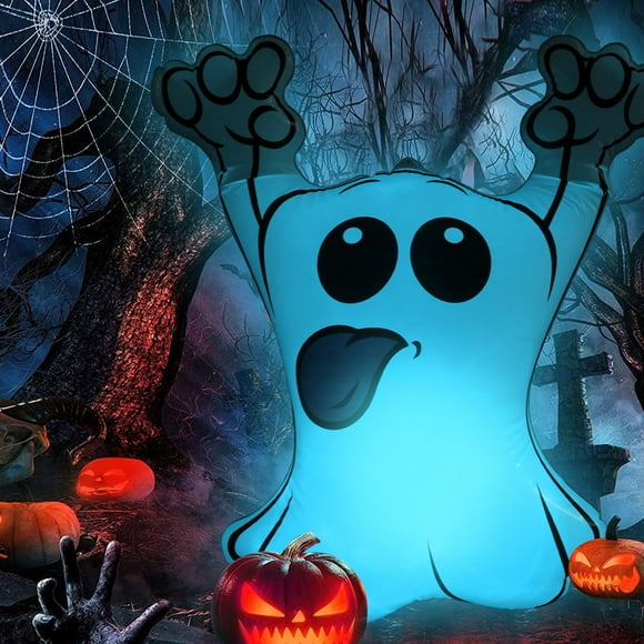 Halloween Inflatables Eyeball Pumpkin Ghost Skull with Built-in LED Light 13 Changing Colors Blow Up Yard Decorations for Party Garden Lawn