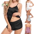 thumbnail image 2 of Pajama Women Sexy Pajamas Set Simulation Silk Thin Pajamas Set V-Neck Camisole Sleeveless Shorts Female Pajamas Sleepwear For Women pangjing, 2 of 4