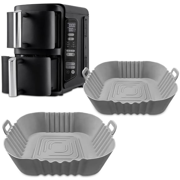 Revestimientos de silicona para freidora de aire para Ninja Double Stack 7.6L SL300UK y SL201 8QT: Accesorios Ninja de doble apilamiento, contenedores DoubleStack, revestimientos de silicona dobles pa