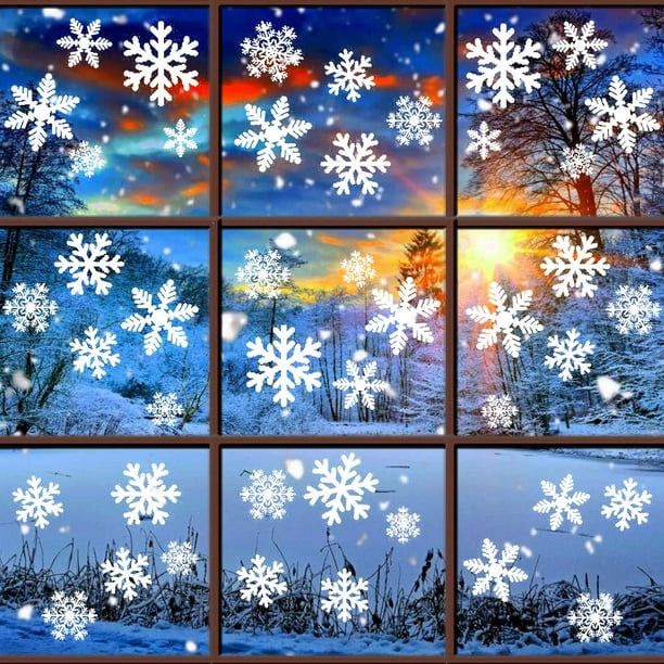 GLiving Christmas Window Sticker Static Snow Flakes Clings, Snowflakes