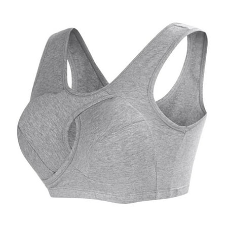 

BIZIZA Womens Bra Breathable Comfort Criss Cross Everyday Seamless Plus Size Bralette Gray XXXXL