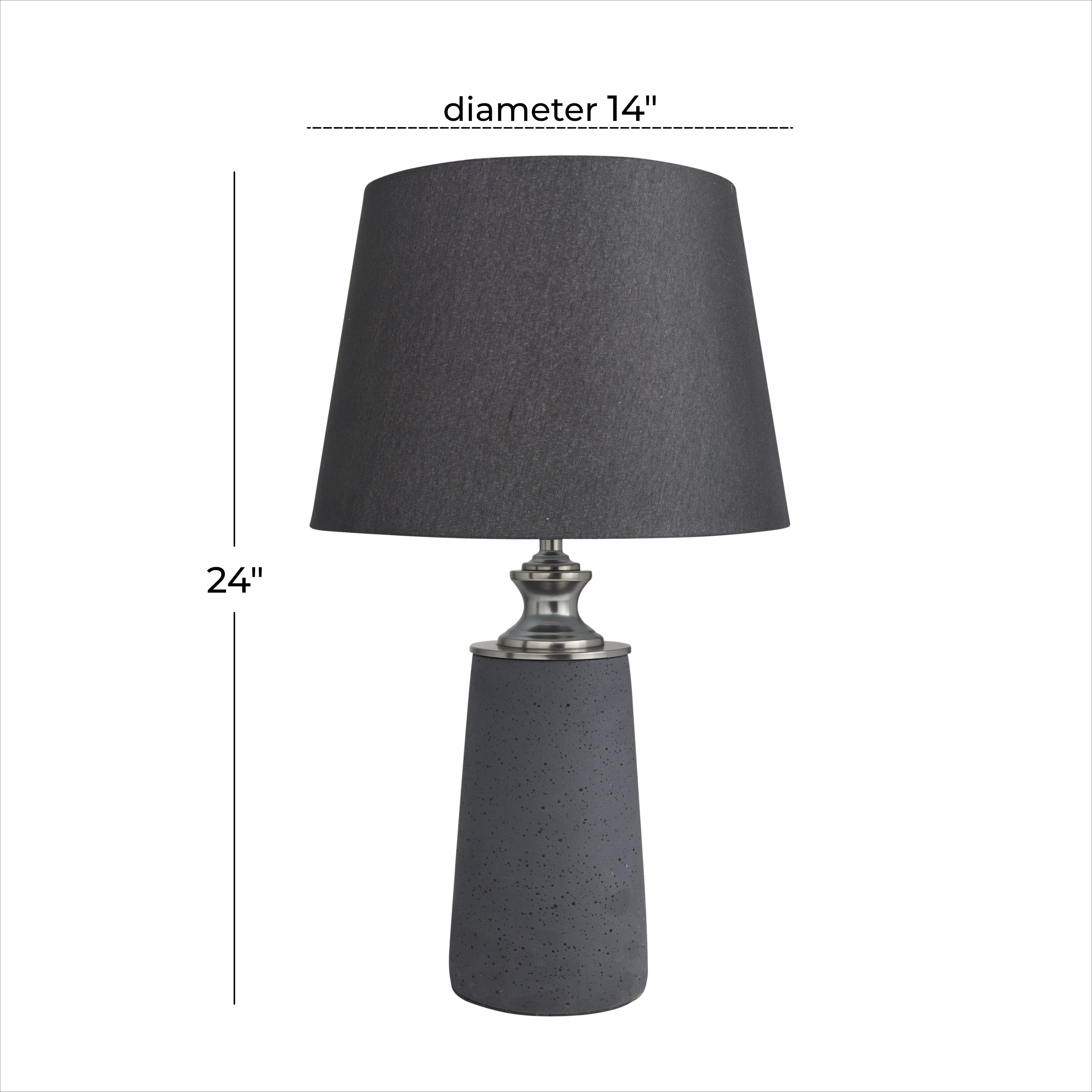 DecMode 14"W, 24"H Cement Modern Table Lamp, Black, 1-Piece