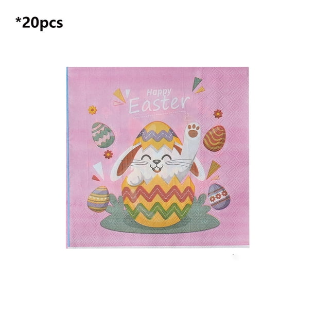 Conejo de Pascua Decoración Conejo de Pascua Servilletas Temáticas Y Servilletas de Decoración de Vacaciones 16.5x16.5cm Papel Multicolor Servilletas de Pascua Papel
