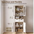 thumbnail image 2 of Ktaxon 67" Tall Bathroom Cabinet with 2 Drawers, Floor Storage Cabinet Wardrobes, 4 Door Wooden Cupboard Adjustable Shelf, White & Natural, 2 of 7