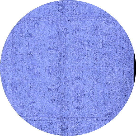 Ahgly Company Indoor Round Oriental Blue Traditional Area Rugs, 7' Round