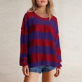thumbnail image 2 of hotojiny Women Top Oversized Striped Color Block Long Sleeve Sweatshirt Crew Neck Casual Loose Pullover Shirts, 2 of 6