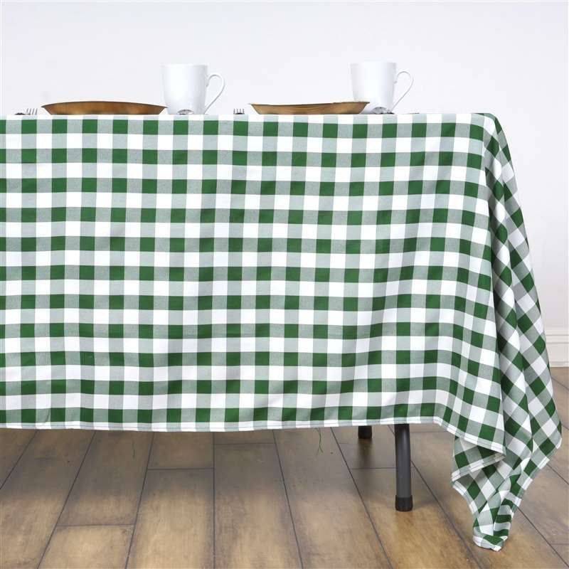 Buffalo Plaid Tablecloth 54"x54" Square White/Green Checkered Gingham ...