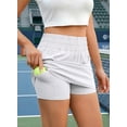 thumbnail image 3 of Pinspark Women's Golf Tennis Skort Elastic High Waist Wide Waistband Weightless Athletic Skirt with Built-in Shorts for Pickleball Workout Running, 3 of 6