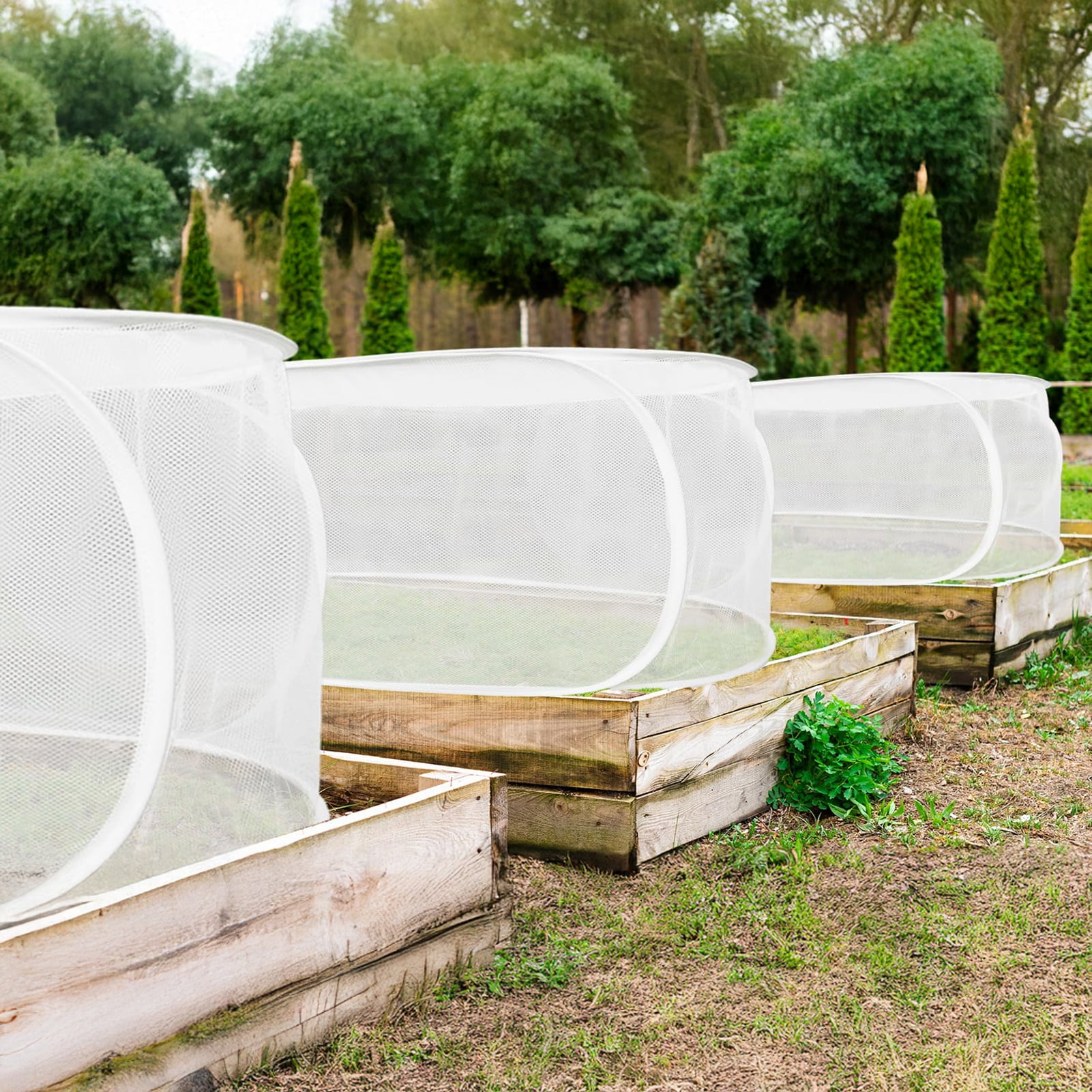 Hyasfey Garden Netting for Raised Beds Foldable Mesh Plant Cage with Ground Stakes Insect Bird Control Raised Bed Cover for Plant Protection
