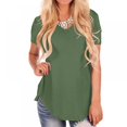 thumbnail image 3 of Summer Explosion Models Solid Color Loose V-neck Short Sleeve Dovetail Loose T-shirt, 3 of 7