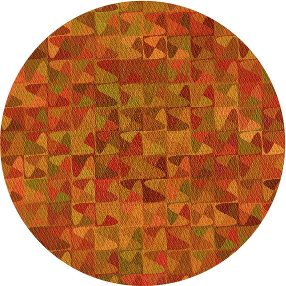 Ahgly Company Indoor Round Patterned Neon Orange Area Rugs, 5' Round