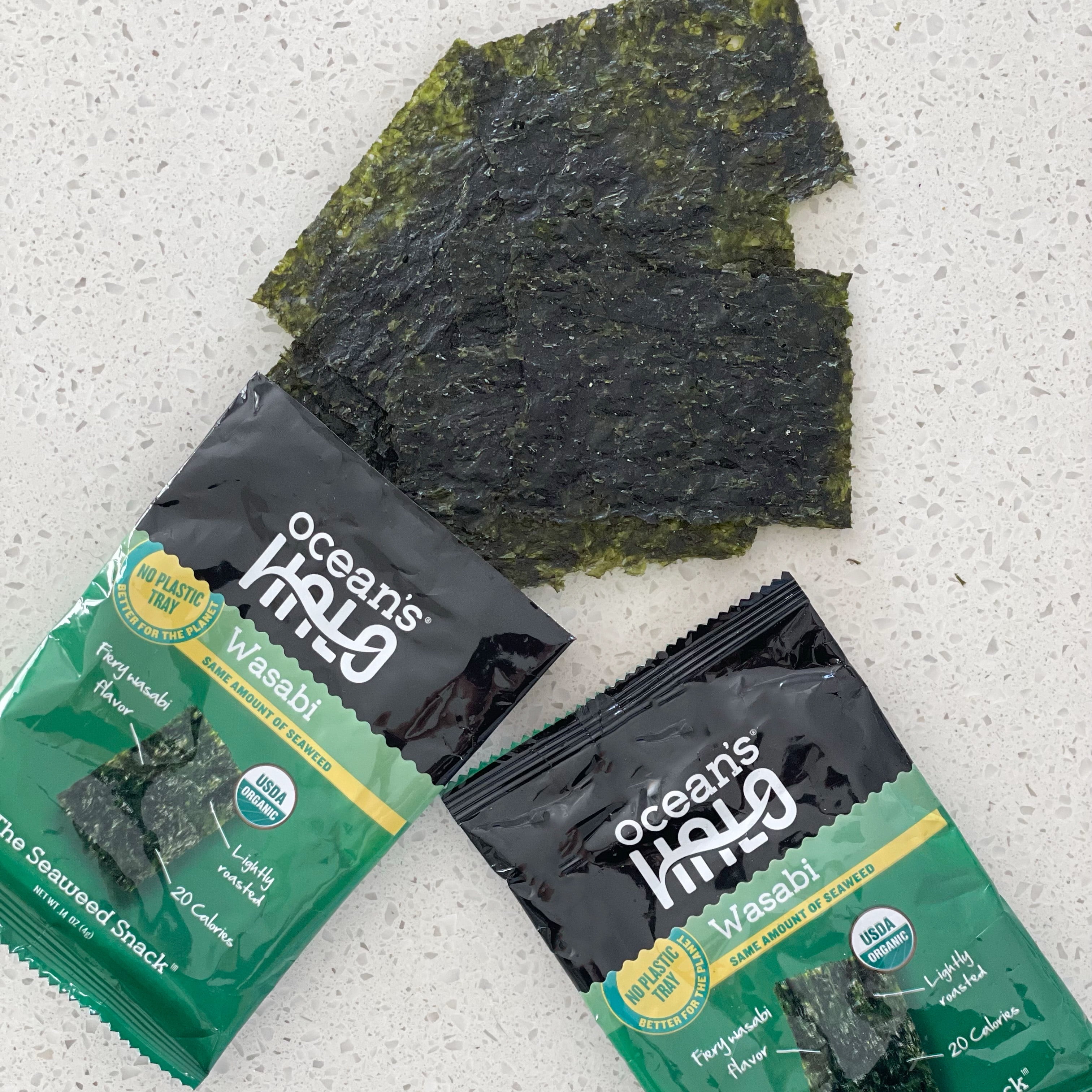 Ocean's Halo Organic Wasabi Seaweed Snack, 25 Pack Crispy Nori Case