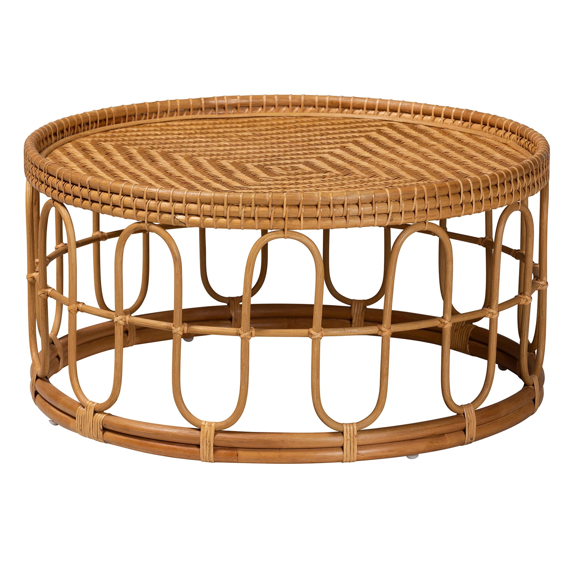 bali & pari Phoenix Rattan BOHO Coffee Tables, Light Honey