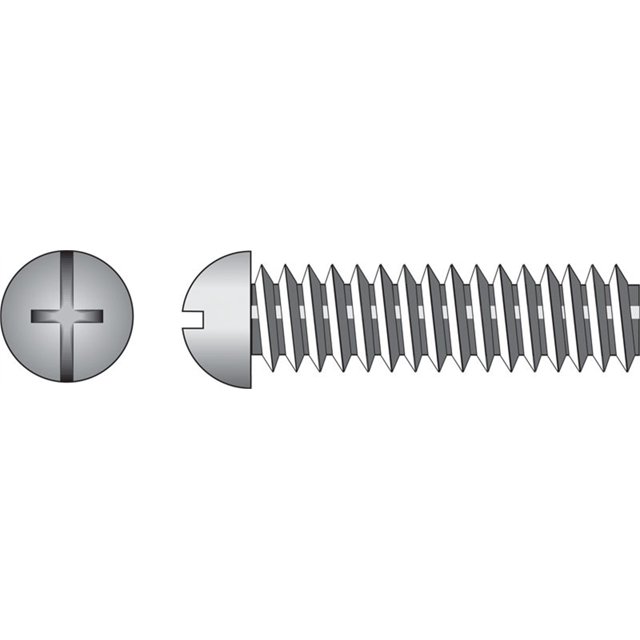 Machine Screws, Slotted Round Head, Zinc-Plated, 8-32 x 1/2 In., 100-Pk. - 90179