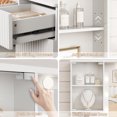 thumbnail image 2 of GIKPAL Fluted Makeup Vanity Table with Mirror and Lights, Modern Vanity Desk with Glass Top, 3 Drawers, 2 Large Cabinets & Charging Station, White Vanity Set for Bedroom, Women & Girls, 2 of 12