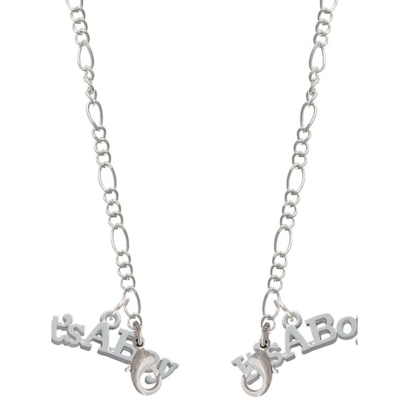 Silvertone Large ''It's a Boy'' Silvertone Face Mask Necklace