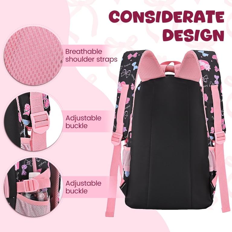 3 in 1 Backpack Girls School Bag 14 inch YTM Kids School Backpack Set, 3 in 1 Black Bag with Lunch  main image 3