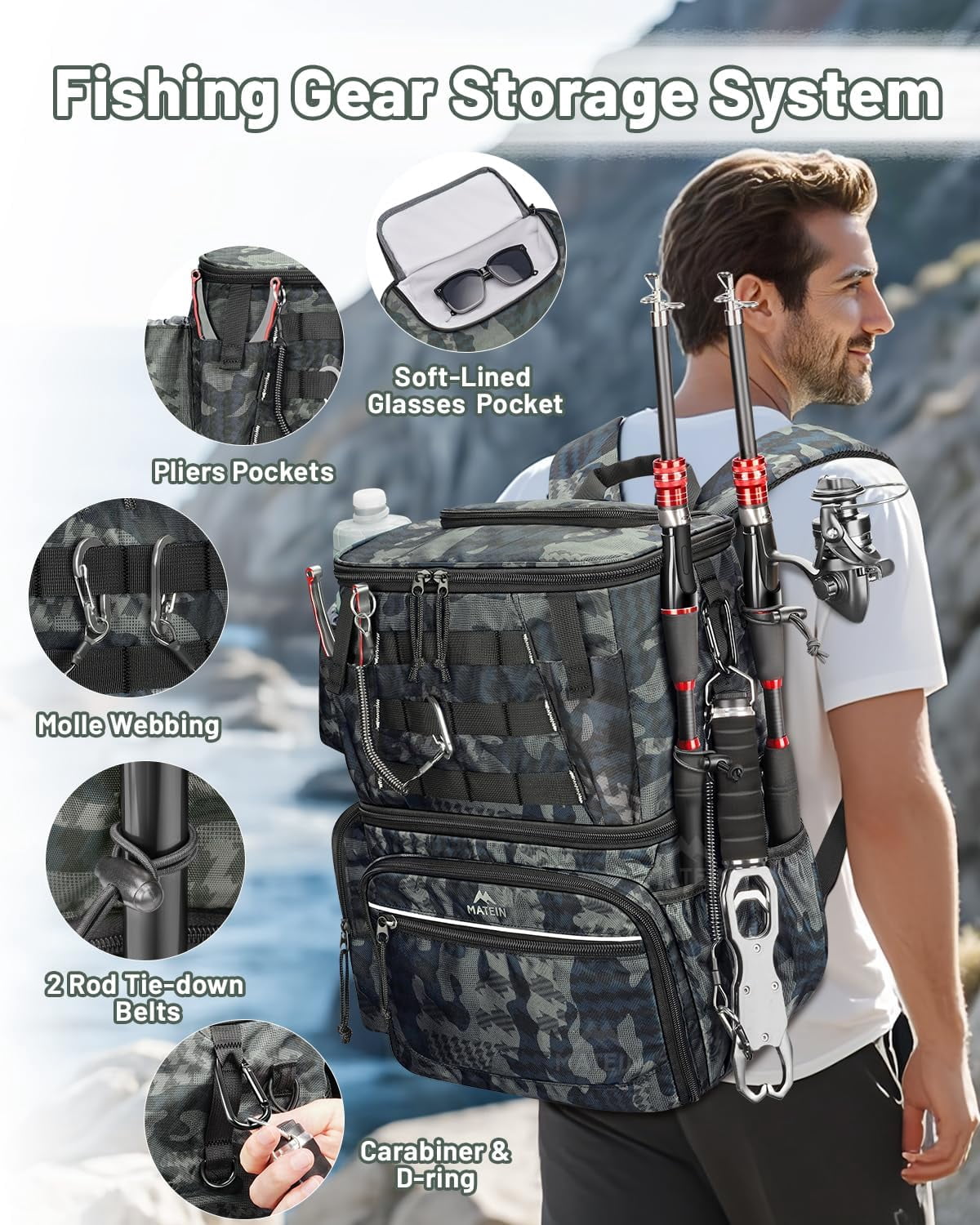backpack tackle box walmart MATEIN Rolling with Cooler, Large Fishing Bag with Wheels The water Walmart Fishing Backpack Bass Pro