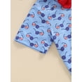 thumbnail image 6 of FEORJGP 4th of July Clothes for Baby Boys 6M 12M 18M 2T 3T 4T Kids Gentleman Set Short Sleeve Sunglass Print Shirt Button Down Tops with Bow Tie and Sler Fashion Casual Formal Summer Outfits, 6 of 8