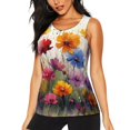 thumbnail image 1 of Fotbe Colorful Wildflower Meadow Blusas Sin Mangas para Mujer – Estilo Casual, Corte Suelto, Slim-Fit, Cuello Redondo Deportivo, Tops de Verano para Gimnasio y Yoga-Small, 1 of 7