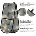 thumbnail image 4 of 35" x7" Double Oven Mitt Heat Resistant Oven Gloves Withstands Up to 200°C for Kitchen Baking & BBQ Silver Pearls and Snowballs, 4 of 6