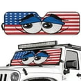 thumbnail image 2 of Uorisanigo Car Windshield Sun Shade for 2018-2022 2023 2024 2025 Jeep Wrangler JL Blocks UV Rays, Reflective American Flag Eyes Sunshade for Auto Interior Sun Protection, Keeps Your Vehicle Cool, 2 of 7