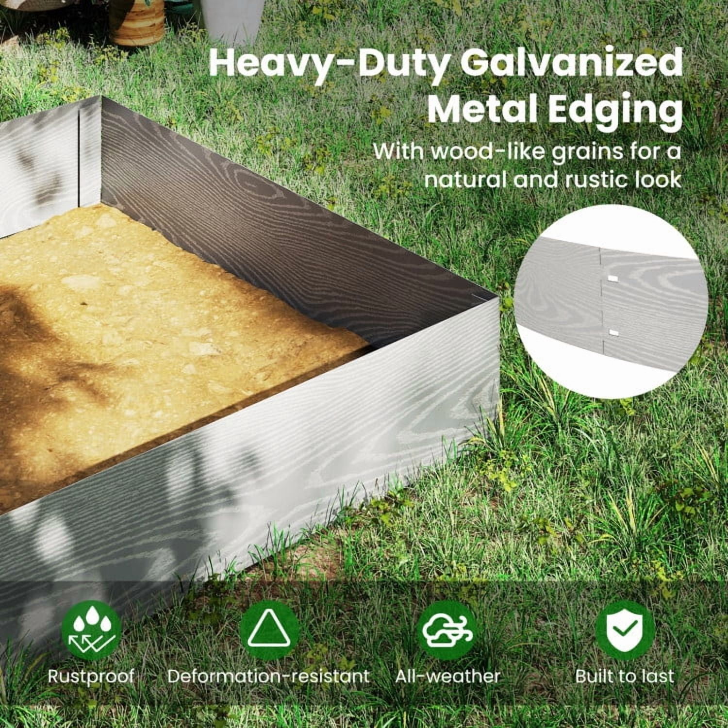 GVN Garden Bed Planter, Raised Garden Bed,6-Pack 20 FT Galvanized Metal Landscape Edging for Lawn Yard