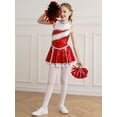thumbnail image 4 of YiZYiF Girls Shiny Sequins Cheer Leader Uniform Outfit Juniors Sleeveless Zip-Up Cheerleading Dance Dress Red-A 16, 4 of 7