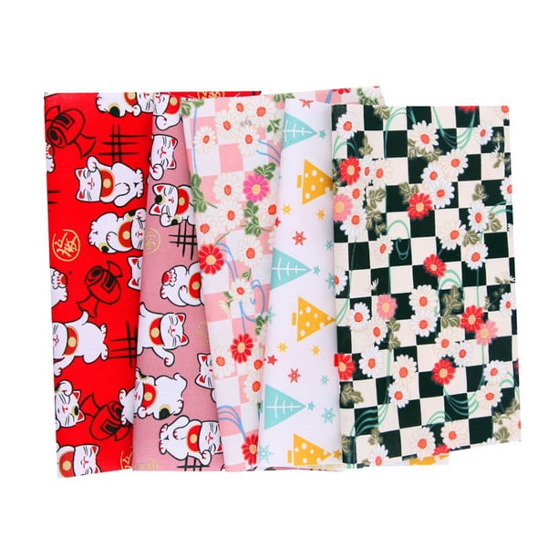 Naiovety Paquete de 5 telas de algodón de tejido liso para costura a medida, tela cuadrada para el hogar, Patchwork, artesanía artesanal tipo 4 Artesanía tipo 9 Naiovety HA062149-08