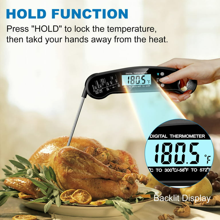 Adakot Digital Meat Thermometer with Probe, Instant Read Food Thermometer for Grilling BBQ, Kitchen Cooking, Baking, Liquids, Candy & Air Fryer - IP67