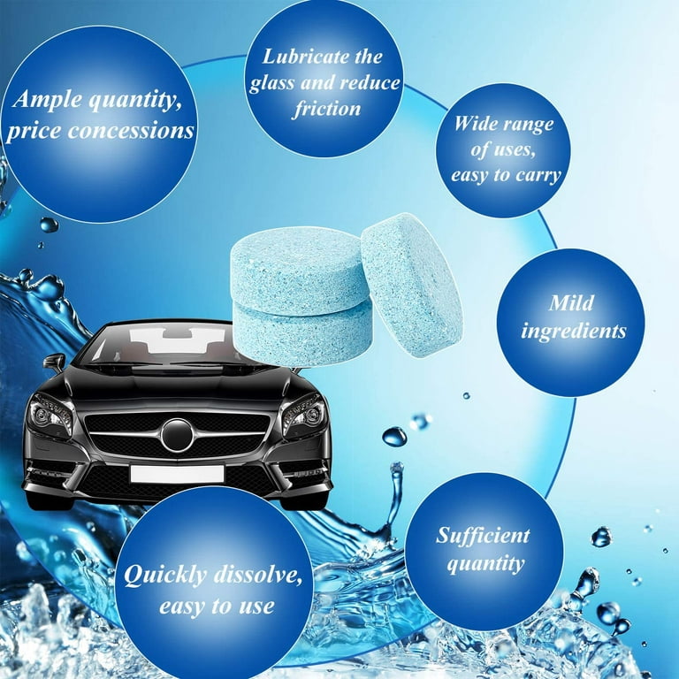 Somnr 60 Pcs Car Windshield Glass Concentrated Clean Washer Tablets, Multifunctional Effervescent Spray Cleaner Cleaning Tool, Window Cleaner, Size: 9 x 6.3