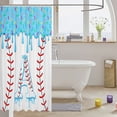 thumbnail image 3 of Manfei Cute Baseball Shower Curtain 72Wx72L, Cartoon Personalized Initial ABathroom Curtain, Light Blue A, 3 of 5