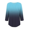 thumbnail image 5 of Breezora Womens 3 4 Sleeve Pleated Blouse Relaxed Fit Round Neck Tops for Everyday Style Style XXL Size Blue, 5 of 8