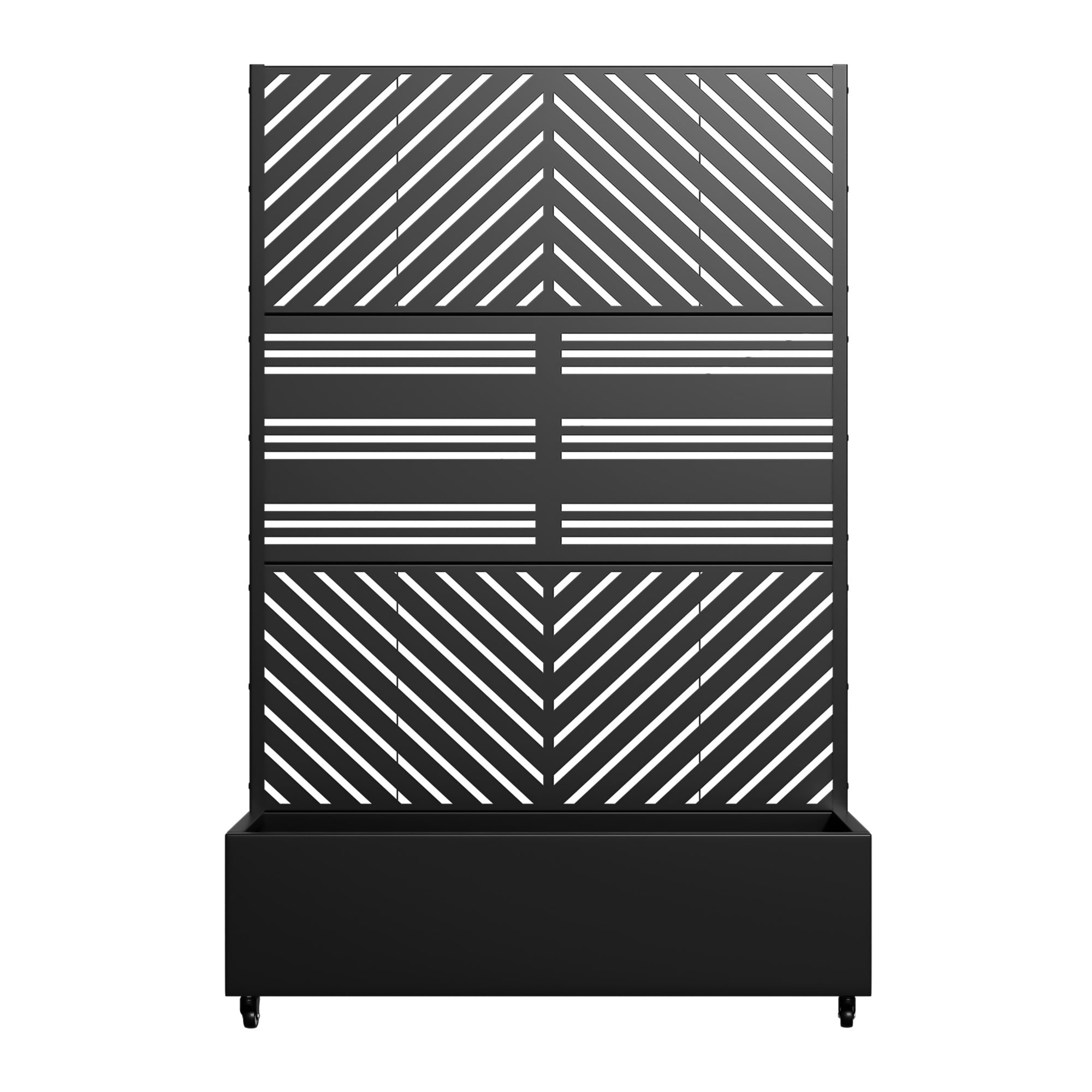 MAYEERTY 47*16*72" Outdoor Black Metal Planter Box with Trellis for Climbing Plants, Parallel Pattern Panel