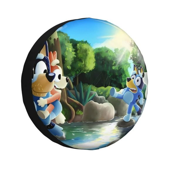 Saiise Bluey Print Rv Spare Tire Cover Wheel Tire Cover for Travel Trailers Protectors Weatherproof Dust-Proof for Camper Trailer Truck SUV Rv Universal-14 inch