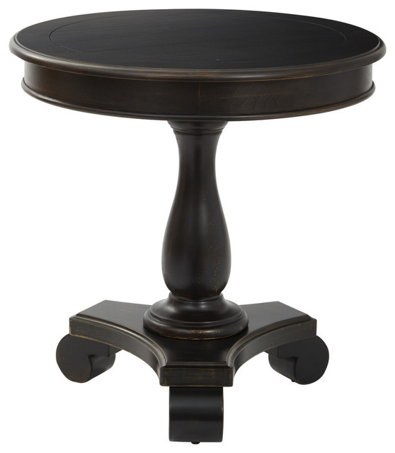Transitional Round Accent Table , Black