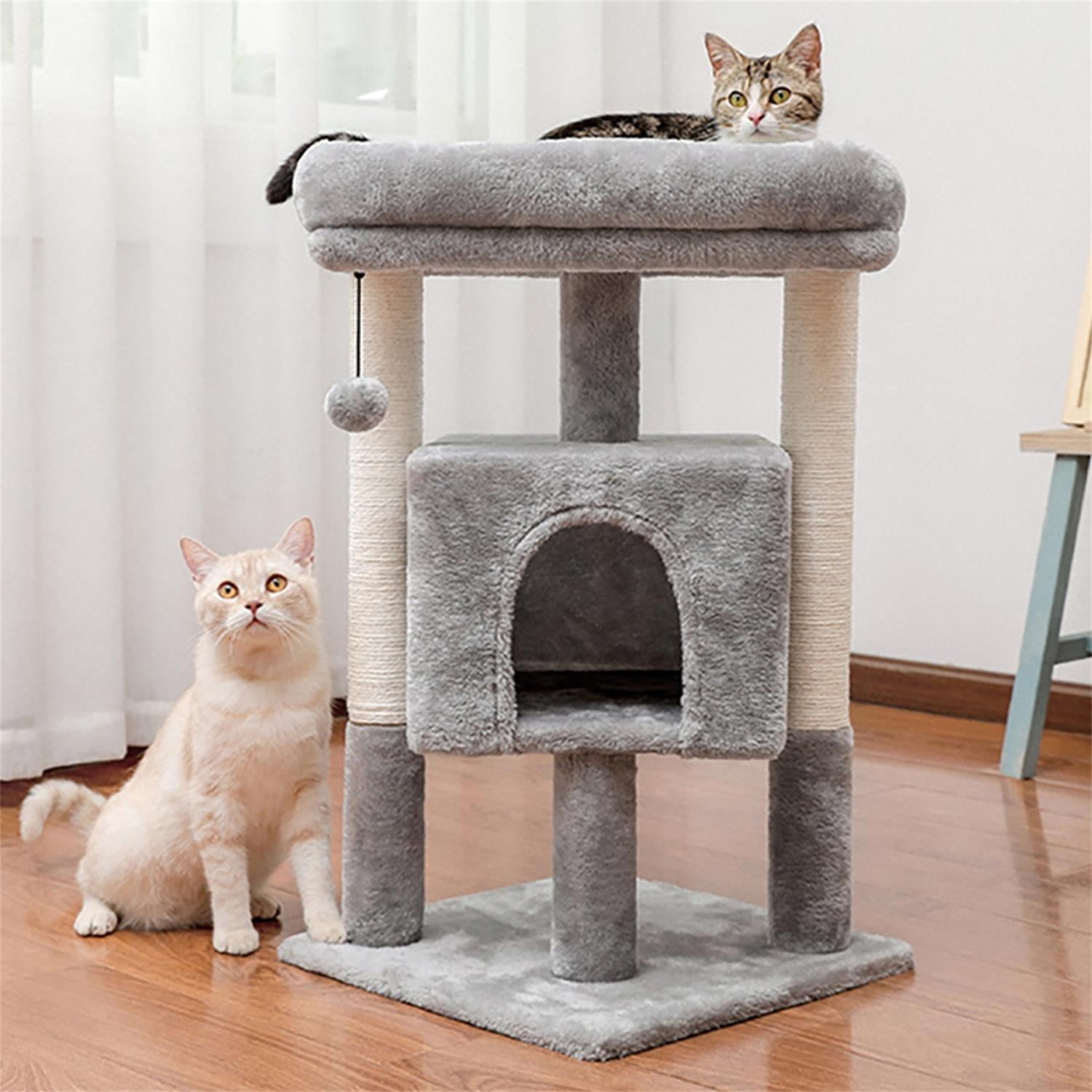 Pefilos Cat Tree Cat Houses for Outdoor Cats Cat Condo for Large Cats with Sisal Scratching Posts, Cat Nest for Indoor Cats Plush Perch, Cat Tower Furniture Cat Bed, Gray Pefilos Cat Tree Cat Houses for Outdoor Cats Cat Condo for Large Cats with Sisal Scratching Posts, Cat Nest for Indoor Cats Plush Perch, Cat Tower Furniture Cat Bed, Gray