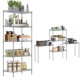 thumbnail image 1 of ExpandibleEstante de Almacenamiento de Metal de 5 Niveles(55x30x150CM), Estante Organizador Resistente, Rack Organizador Ajustable, Anaquel, 4 S-Ganchos, Cocina, Oficina, Despensa, Microondas(Plata), 1 of 8
