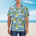thumbnail image 4 of Lsque Dino Christmas Adventure Snowy Blue pattern Hawaiian Shirt for Men, Unisex Summer Beach Casual Short Sleeve Button Down Shirts-Medium, 4 of 9