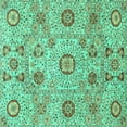 thumbnail image 1 of Ahgly Company Machine Washable Indoor Square Abstract Turquoise Blue Modern Area Rugs, 5' Square, 1 of 4
