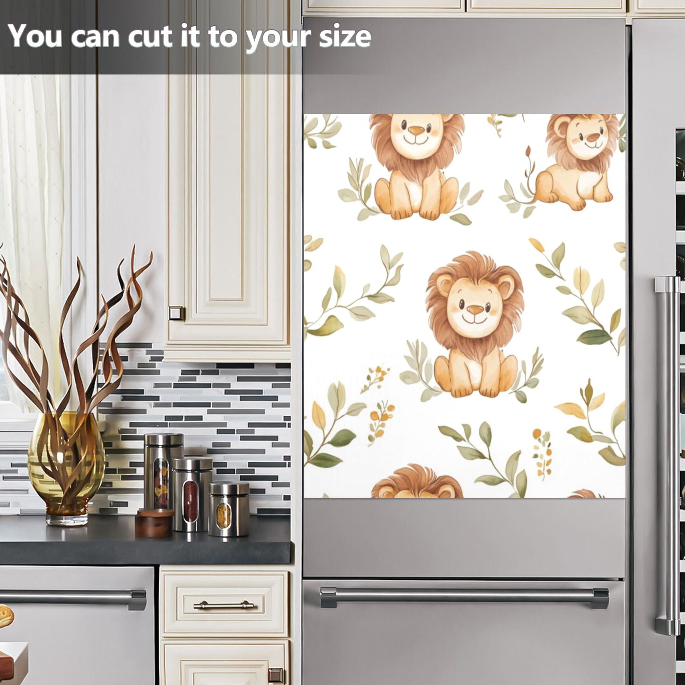 Dishwasher Magnetic Sticker 23x26 Inch Refrigerator Magnetic Sticker Washing Machine Magnetic Sticker Kitchen Panel Magnetic Sticker Home Decor Cute Little Brown Lion