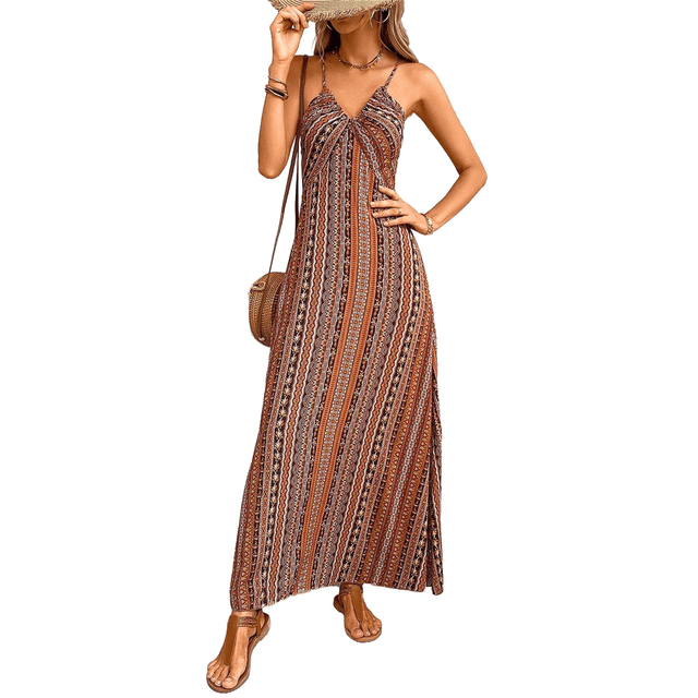 Vestido de Tirantes Finos para Mujer, Vestido de Verano, Pareo , Informal, Amarillo, Talla L