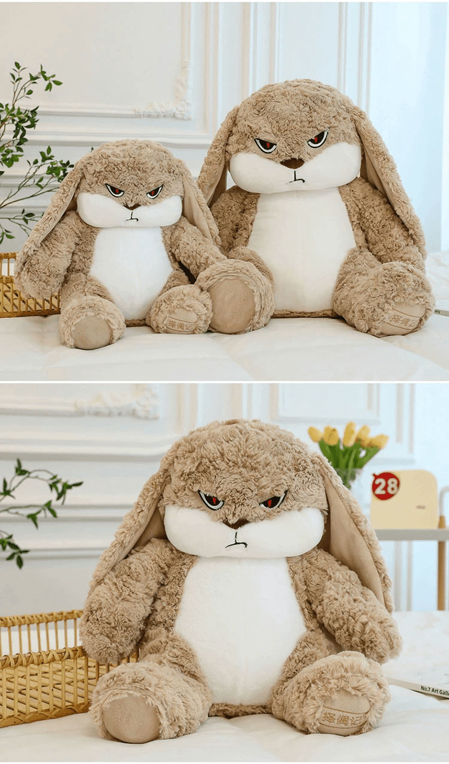 CassandraHayley Grumpy Bunny Plush Toy – Soft and Cuddly Stuffed Rabbit, Cute Bunny Stuffed Animal for Kids and Adults, Perfect Gift Idea for Birthday or Easter