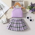 thumbnail image 2 of JAJAHO Toddler Baby Girl Clothes 2 Piece Skirt Sets Summer Outfits Spaghetti Strap Cropped Tank Tops And Pleated Skirts Fashion Clothing 0-4T Soft Outfit, 2 of 6