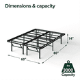 thumbnail image 2 of Zinus 14" Metal SmartBase Heavy-Duty Bed Frame Foundation, Adult, Queen, 2 of 7