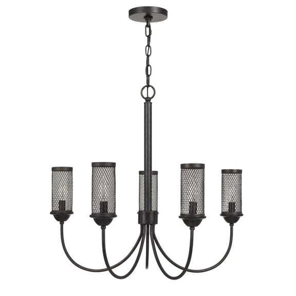 Cal Lighting Fulton 5-Light Metal Chandelier with Mesh Shade in Textured Bronze